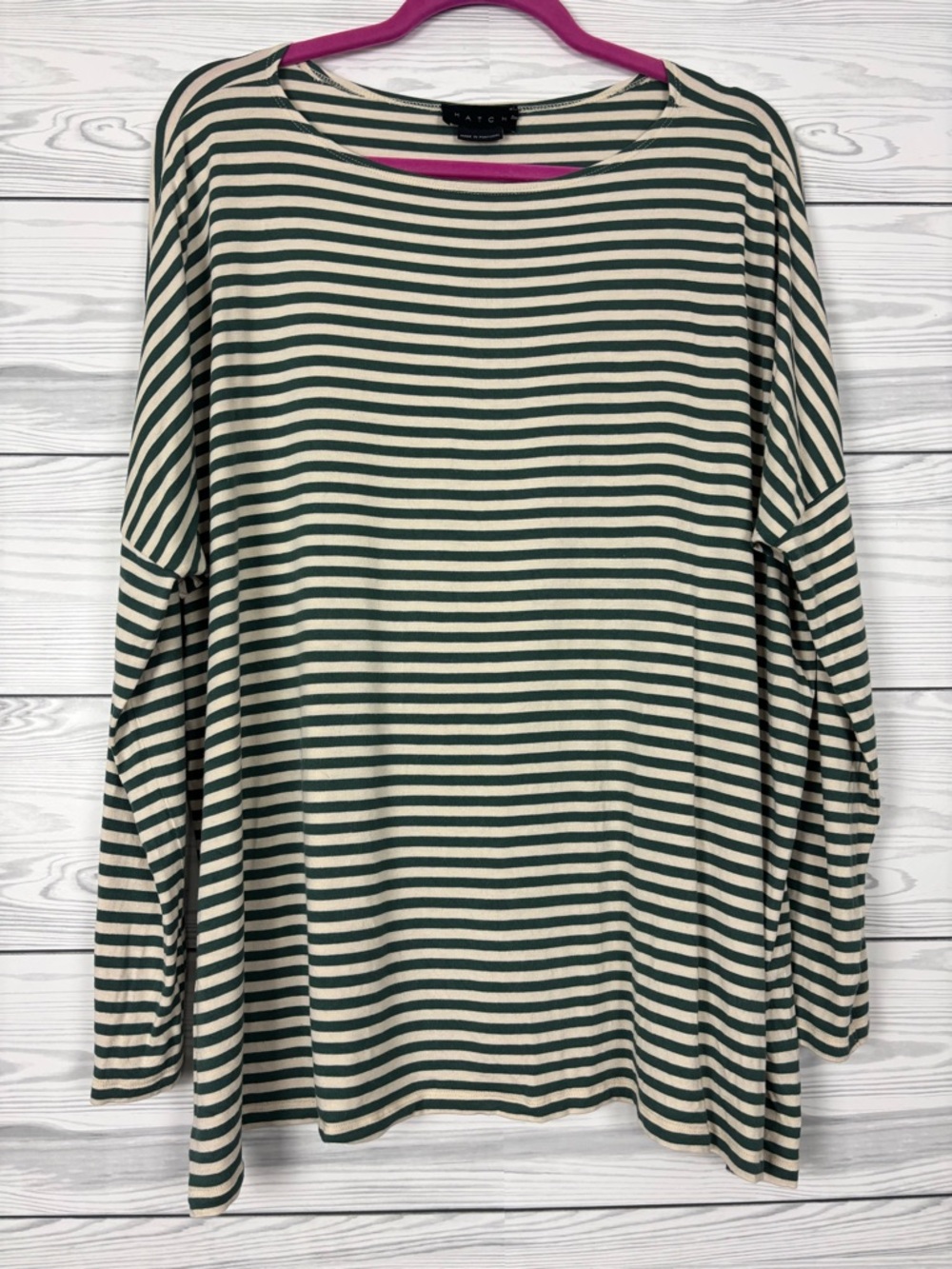 HATCH Maternity Stripe Bateau Long Sleeve Shirt Size 2 (Medium)